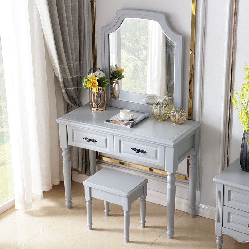 Bedroom Victorian Double Drawers Solid Wood Standing Make-up Vanity