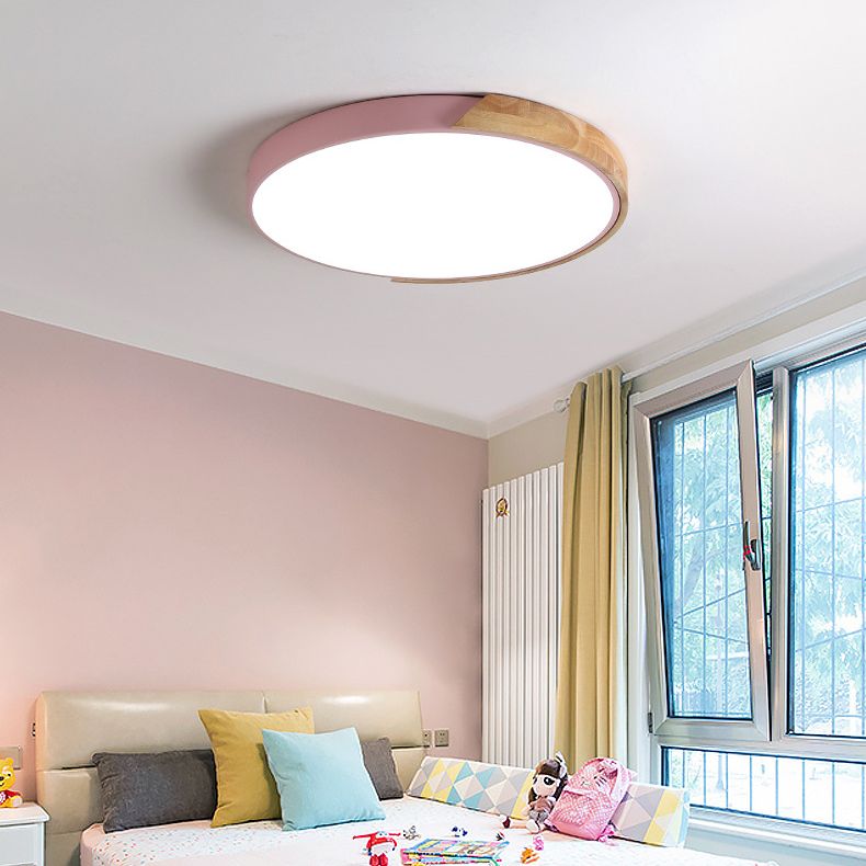 Circular Flush Mount Fixture Contemporary Metal 1 Light Flush Light for Children's Room