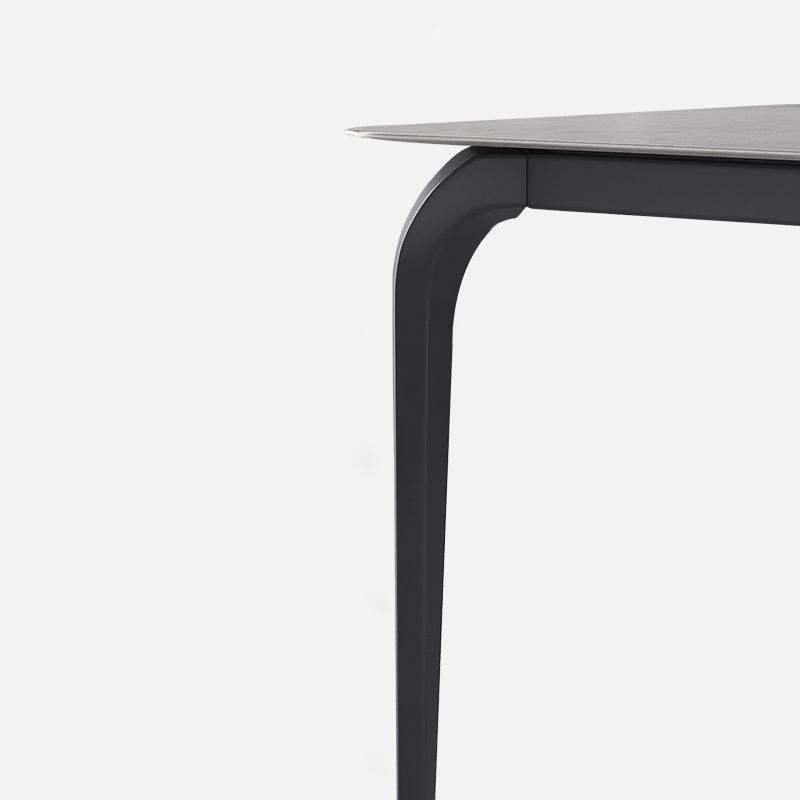 Rectangle Industrial Dining Table Black Sintered Stone Fixed Table