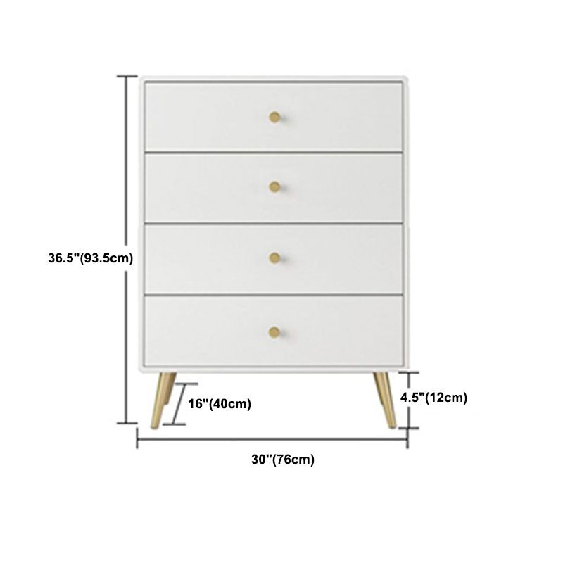 Glam White Storage Chest Dresser Solid Pine Storage Chest with Metal Feet