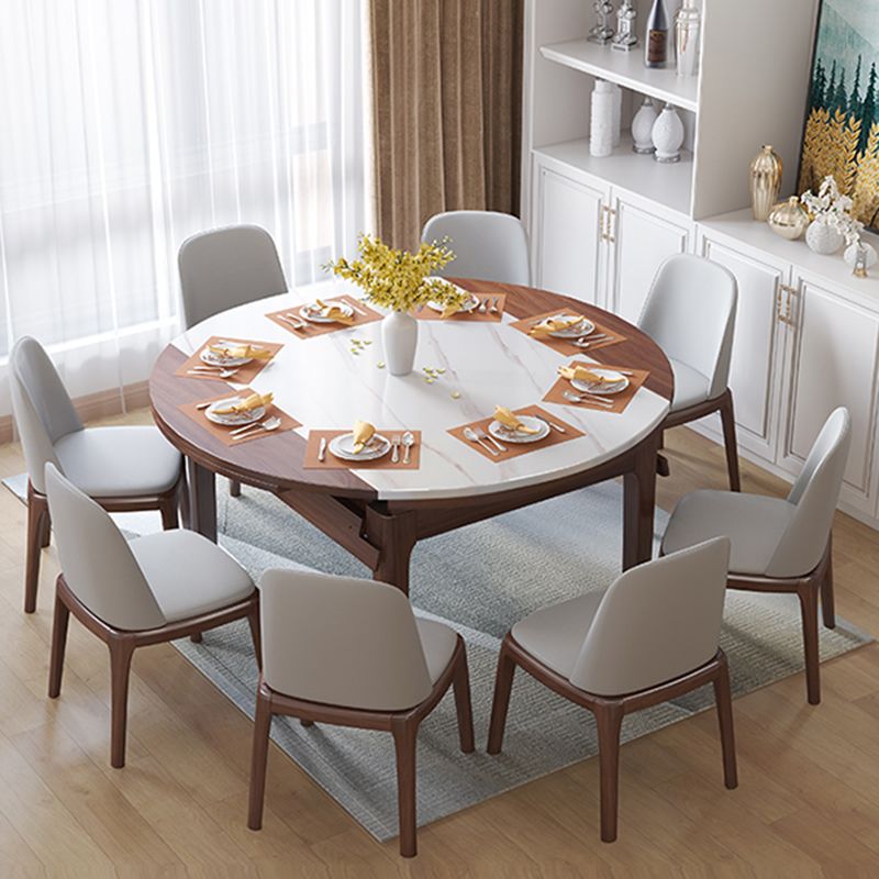 Round 4-foot Table Simplicity Style Faux Marble Dining Site Table with Drop-Leaf