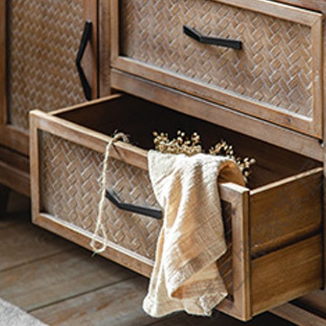Industrial Wooden Cabinet with Doors and Drawers Distressed Wood Cabinet