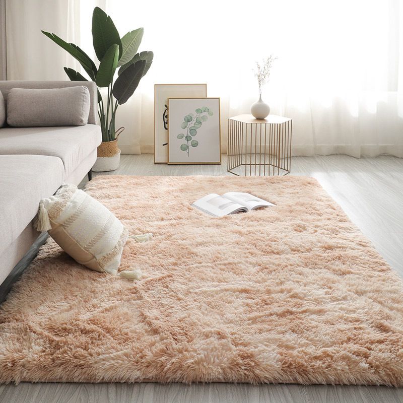 Grey Living Room Area Carpet Solid Color Polyester Area Rug Stain Resistant Rug