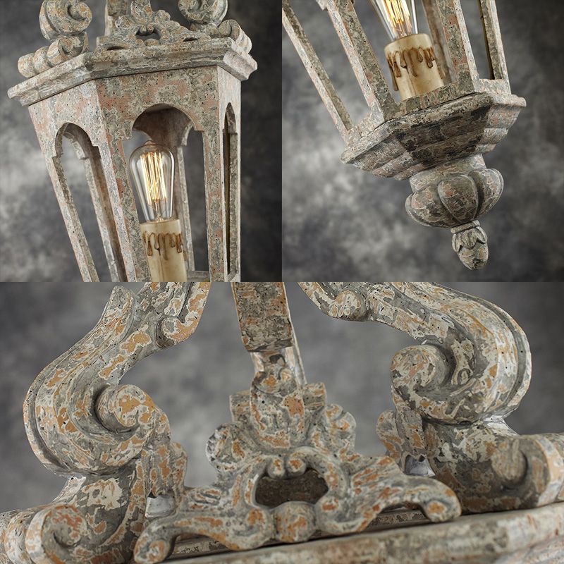 Lanterne en bois en bois blanc plafonnier vintage 1 kit d'éclairage de salle à manger légère