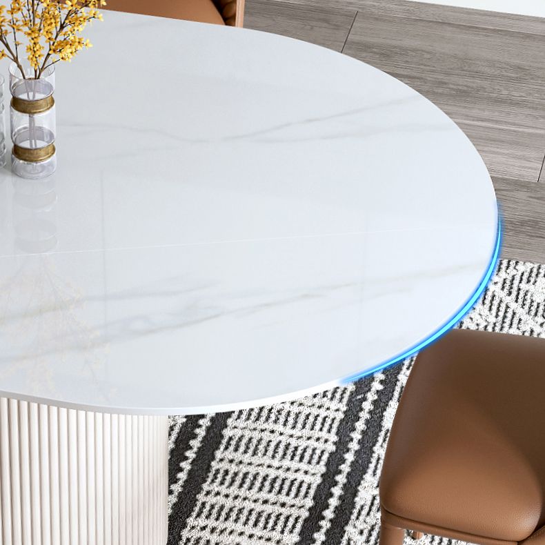 Luxury Oval Dining Table Stone Dining Table with Double Pedestal