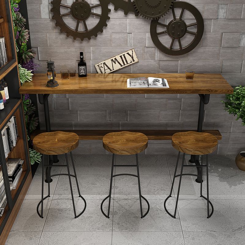 Industrial Wood Bar Set Wood 1/2/4/7/9 Pieces Rectangle Trestle Bistro Set in Natural