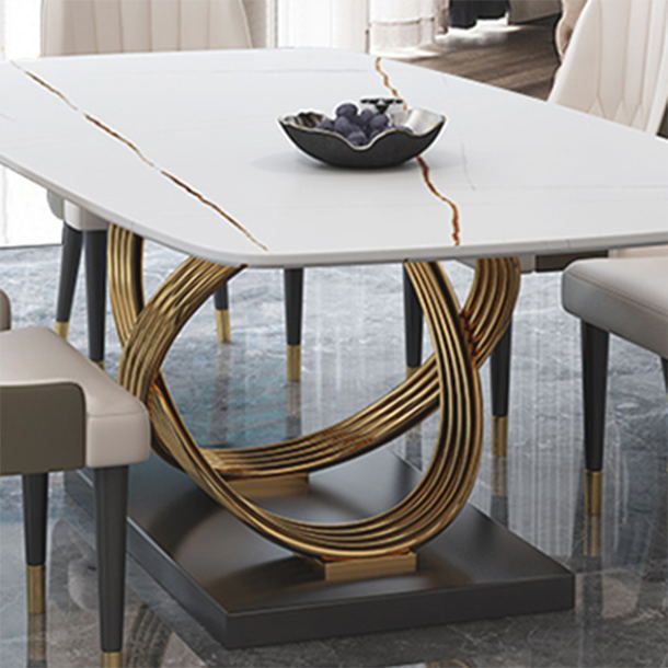 Luxury Sintered Stone Top Dining Set Rectangle 1/4/5/6 Pieces Dinette Table Set