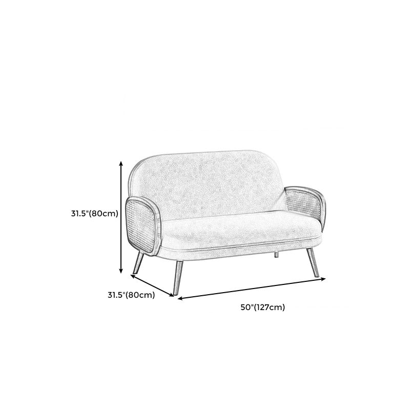 31.49" H Square Arm Solid Color Fleece Wooden Rattan Sofa for Apartment