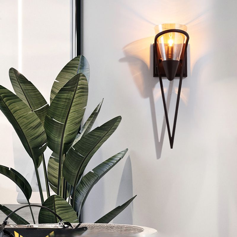 1 Light Cone Wall Mounted Light Fixture Industrial Style Glass Wall Lighting Ideas Lights