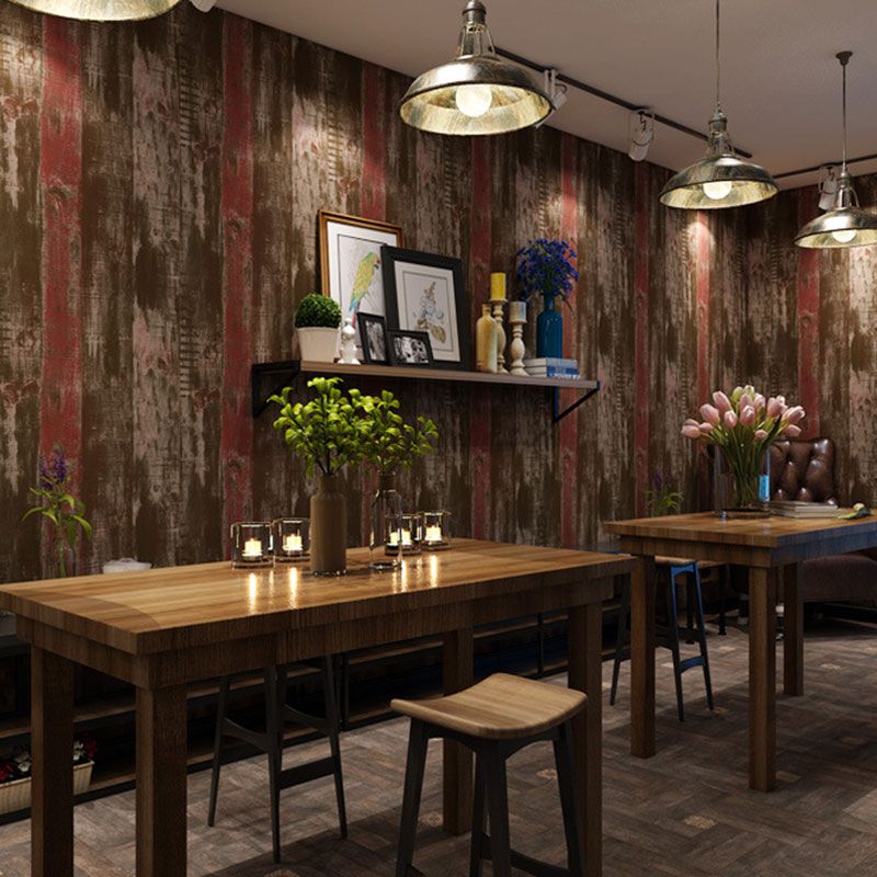 33' x 20.5" Retro Wallpaper Roll Coffee Shop Beachwood Wall Covering in Light Color, Easy to Remove