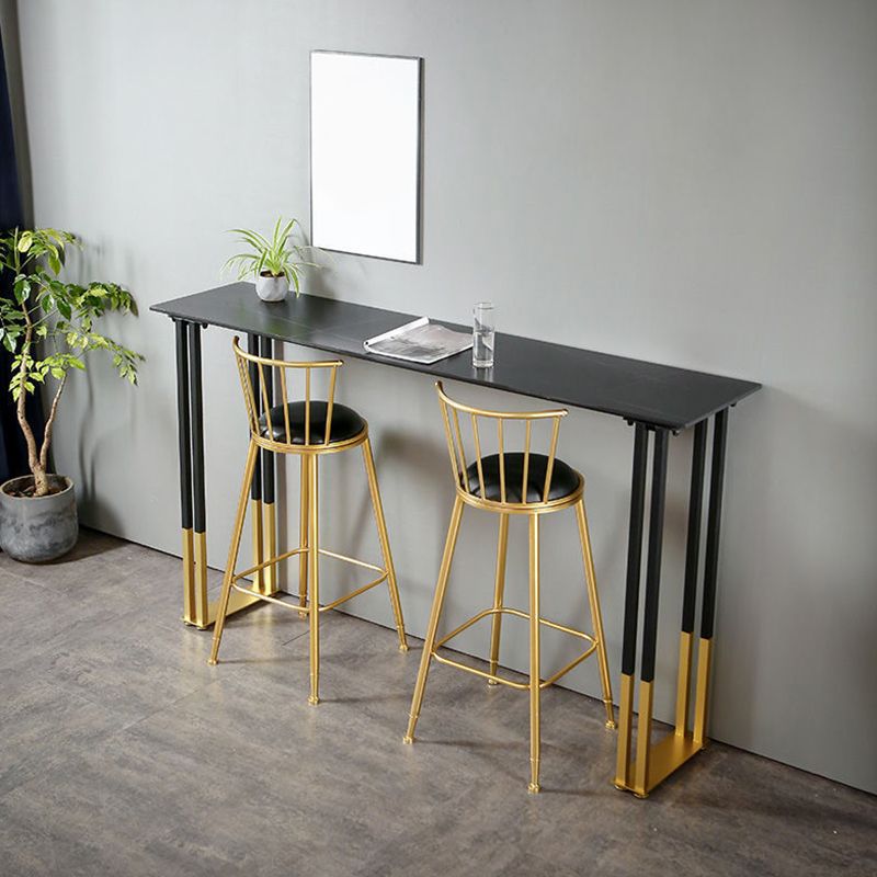 Glam Sintered Stone Bar Table Metal Base Bar Table for Kitchen Living Room