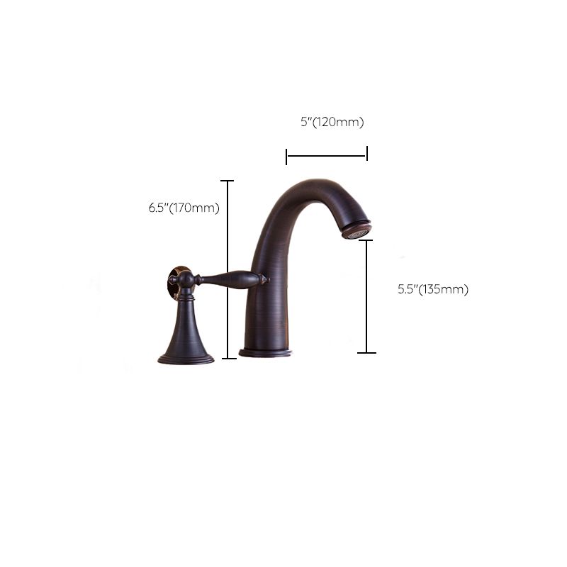 Traditional Roman Tub Faucet Set Copper Deck Mounted Triple Handle Roman Bathtub Faucet