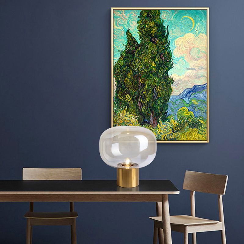 Lampe de table en forme de champignon de style nordique 9,8 pouces de largeur de vapeur de vapeur simple lumière de nuit en or électrolité en or