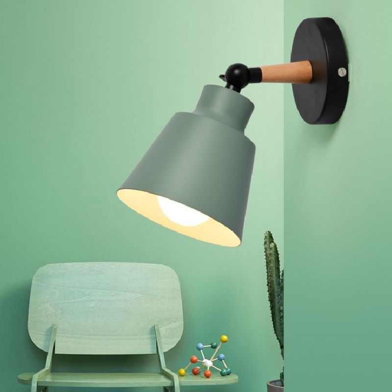 Modernism Metal Wall Light Polish Finish Wood Lighting for Room