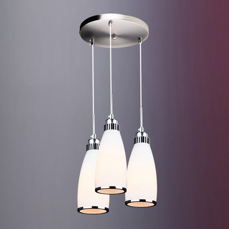 Glass Tapered Pendant Ceiling Light Minimalist Style Hanging Light Fixture in White