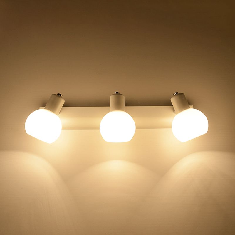Dome Bath Vanity Light Fixture Minimalistic Satin Opal Glass Wall Mounted Lighting