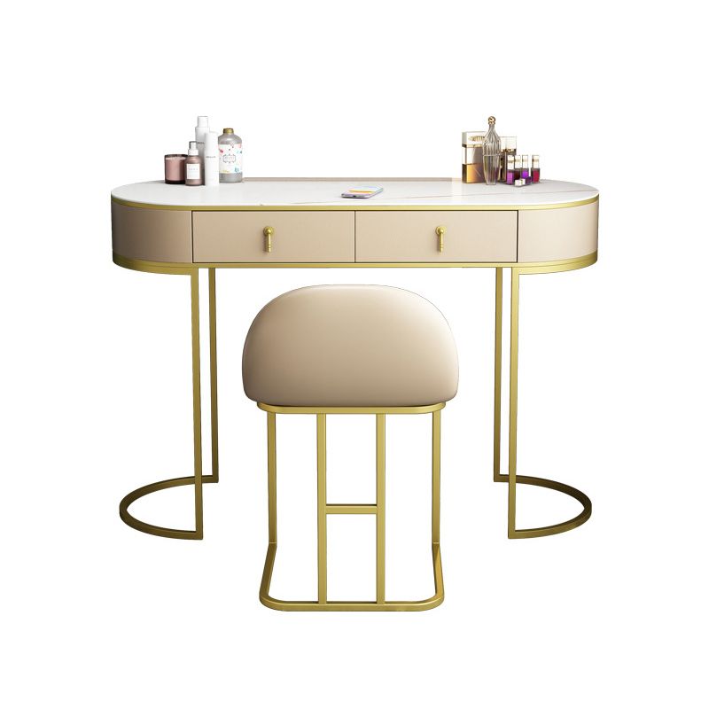 Wood and Metal Vanity Table Luxurious Makeup Desk with 2 Drawers
