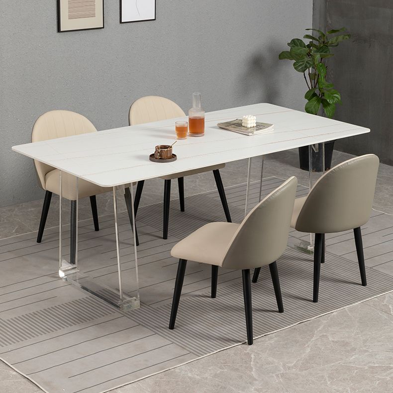 Sintered Stone Top Esstisch Rechteck Esstisch mit Acryl -Doppel -Sockelbasis