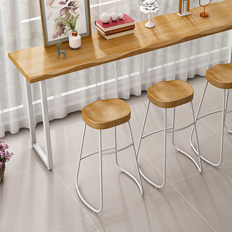 1/4 Pieces Modern Rectangle Solid Wood Top Counter Table with High Stools