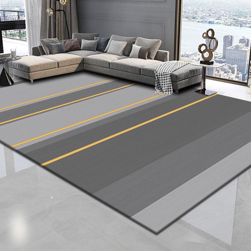 Orange Modern Carpet Blending Striped Carpet Non-Slip Backing Carpet for Home Decor