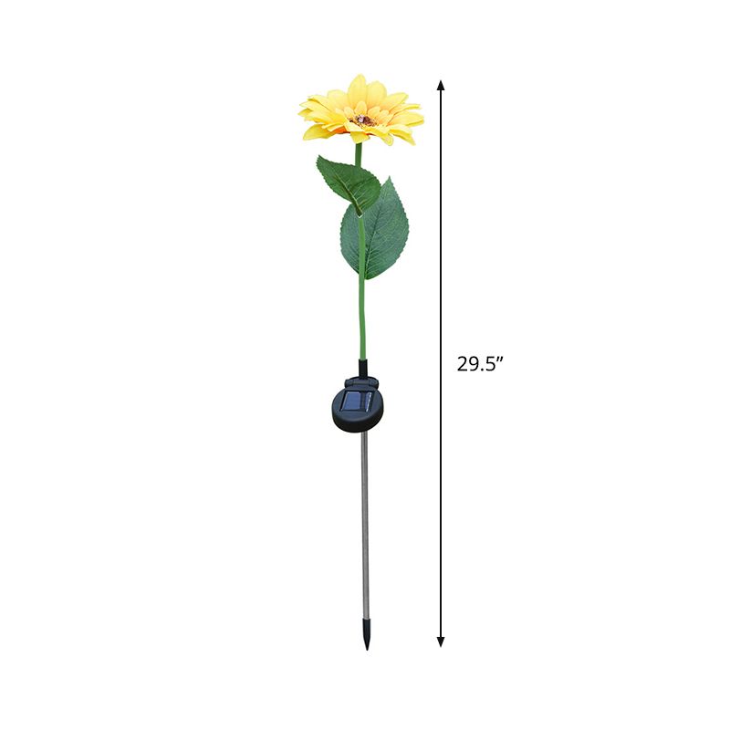 Yellow Sunflower Solar Pathway Light Decorative 1 Bulb Fabric LED Ground Lamp for Yard, 2 Packs