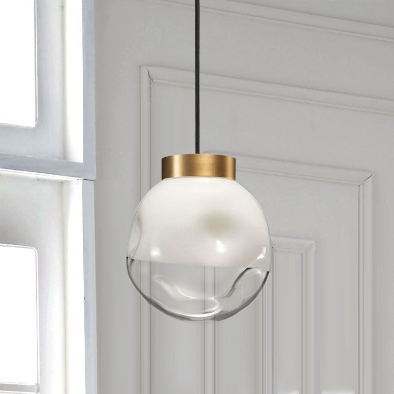 Lampe suspendue au globe moderne blanc et verre aléplé transparent 1 tête de plafond de plafond plafonnier en laiton