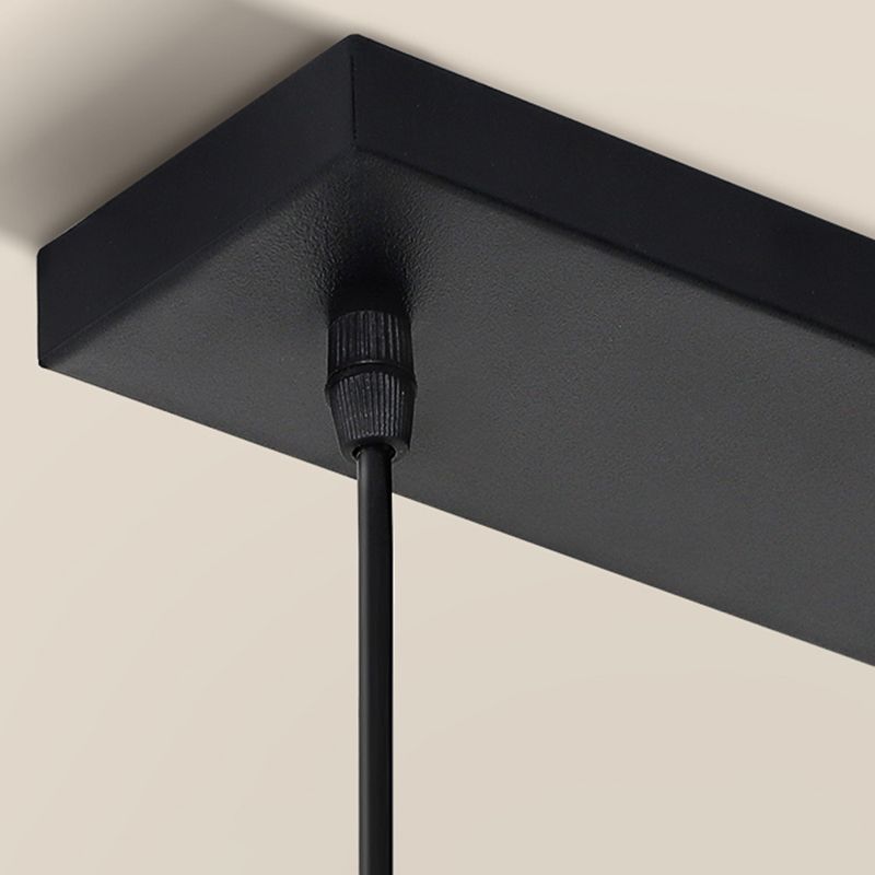 Lampada a ciondolo a ciondolo in gabbia di ferro, sospensione della sala da pranzo retrò in nero