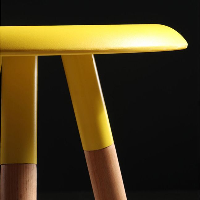 Modern Round Seat Counter Stool Solid Wood Backless Counter-height Stool