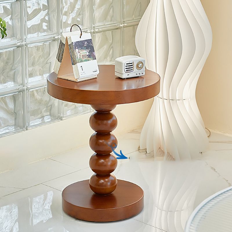 Contemporary End Table Solid Wood Pedestal Round Living Room Side Table