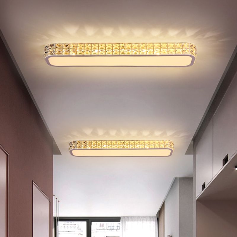 Rounded Rectangle Corridor Flush Light Crystal Artistic LED Flush Ceiling Light Fixture