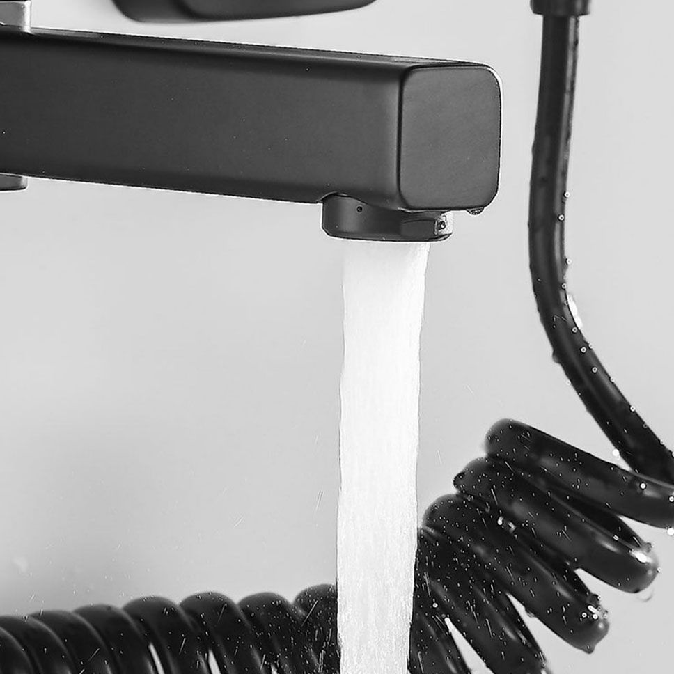 Wall Mounted Tub Filler Modern Single Lever Handle Swivel Tub Filler with Handshower