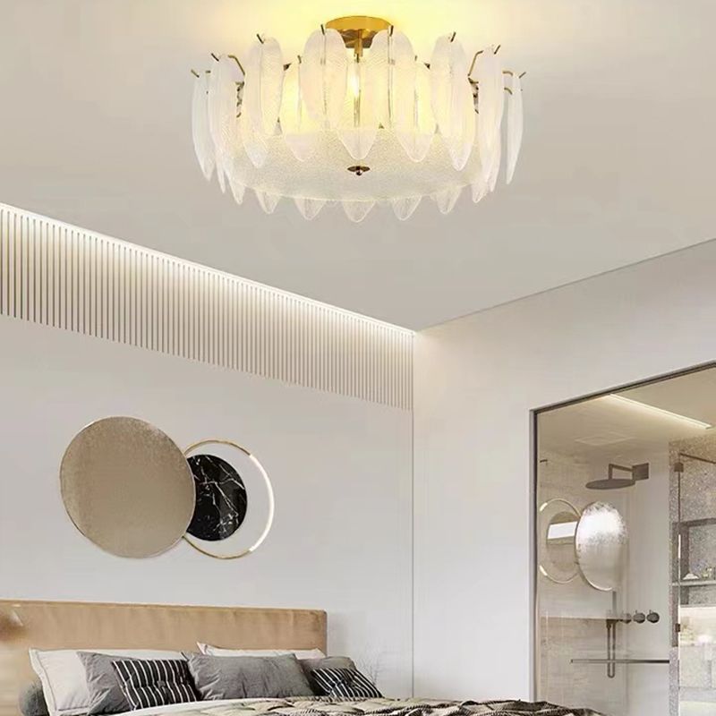 Modern Glass Ceiling Lamp Geometric Flush Mount Light Fixture for Bedroom