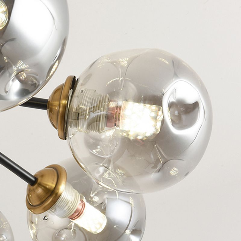 Modern Style Chandelier Light Fixture Globe Shape Glass Hanging Light for Living Room
