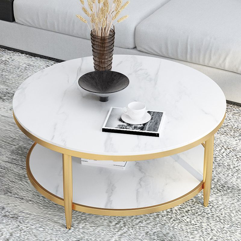 Glam Round 4 Legs Coffee Table Slate Top Coffee Cocktail Table