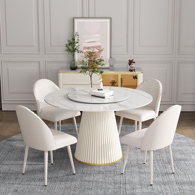 Modern Style Dining Table Round White Sintered Stone Dining Table for Home Use