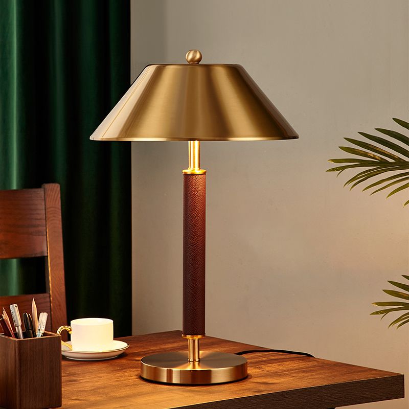 Cone Shaped Night Table Lamp Minimalist Style Metal Bedroom Table Light in Black