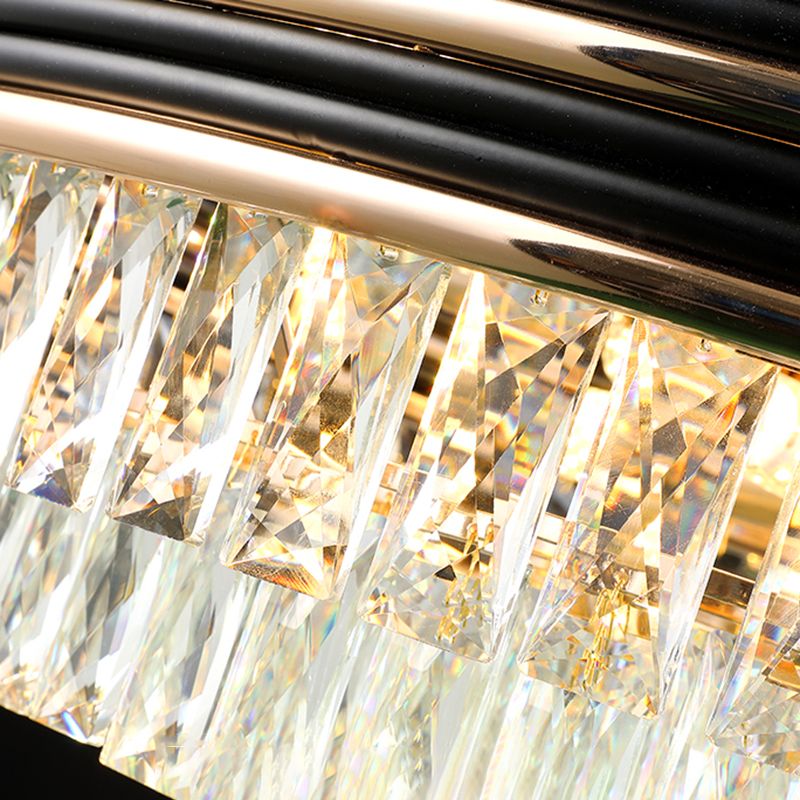 3-laags ronde kroonluchter licht modernisme kristalblok 9/11 koppen 18 "/21,5" brede zwarte hanglamp