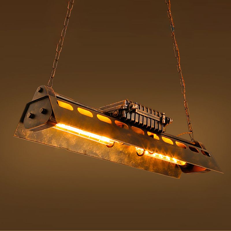 Antique Bronze Iron Linear Island Ceiling Lights Industrial Hanging Lights for Dining Room