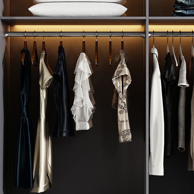 Modern Sliding Door Wardrobe for Home Grey Cabinet with Clear Glass Door