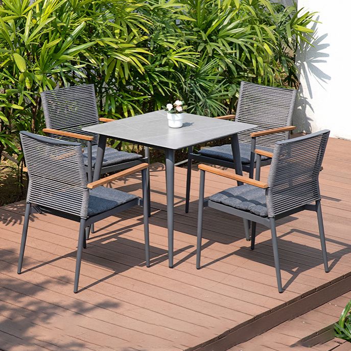 Modern Style 1/2/5 Pieces Metal Dining Set Stone Table Set for Outdoor