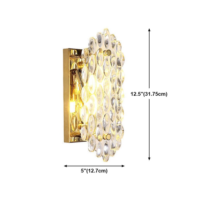 Postmodern Style Crystal Wall Light Gold 12.5" High Wall Sconce for Living Room