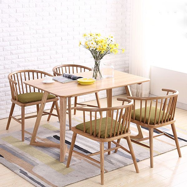 Sillón de madera contemporáneo para estancia en familia, acabado mate, respaldo Windsor, silla de comedor
