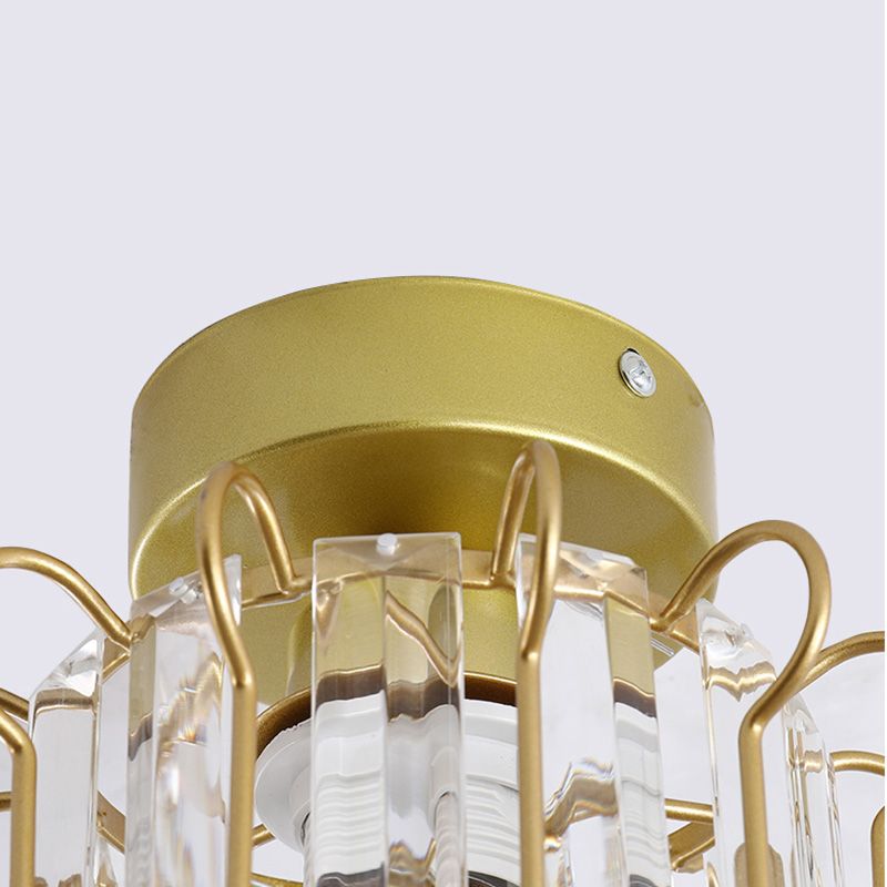 Caged Crystal Flush Ceiling Light Modern Style 1 Bulb Flush Mount Light for Hallway