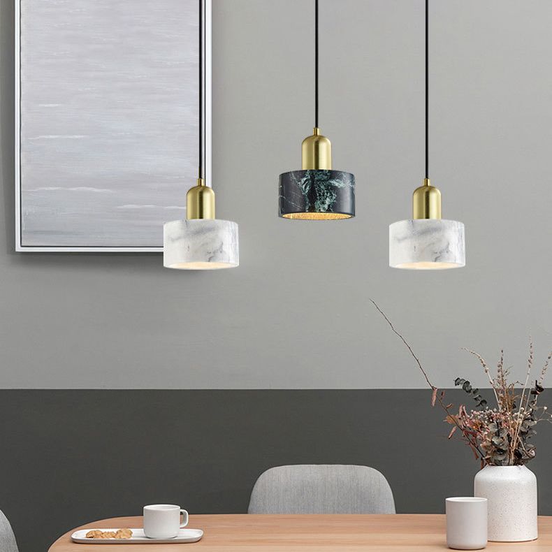 Cylindrical Pendant Ceiling Light Simplicity-Style Stone Living Room Hanging Ceiling Light