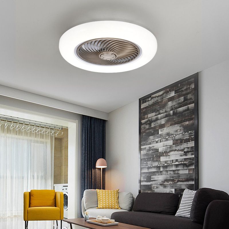 Nordic Style Ceiling Fan Lamp Round Shape LED Ceiling Fan Light for Bedroom