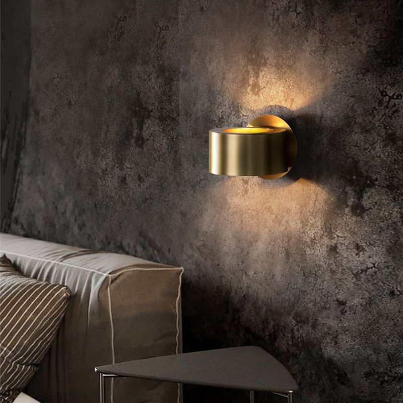 Gold Cylinder Sconce Light Fixtures Modern Style Metal 5 Lights Wall Mount Lamp