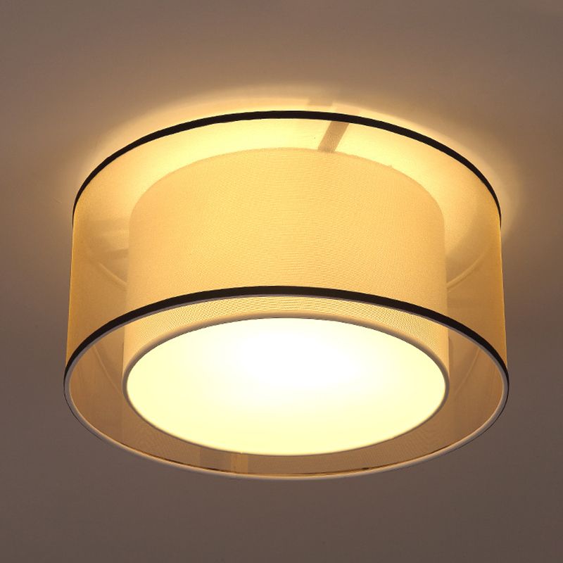 2-schermen stoffen plafondlamp rustieke woonkamer inbouwlamp in koffie