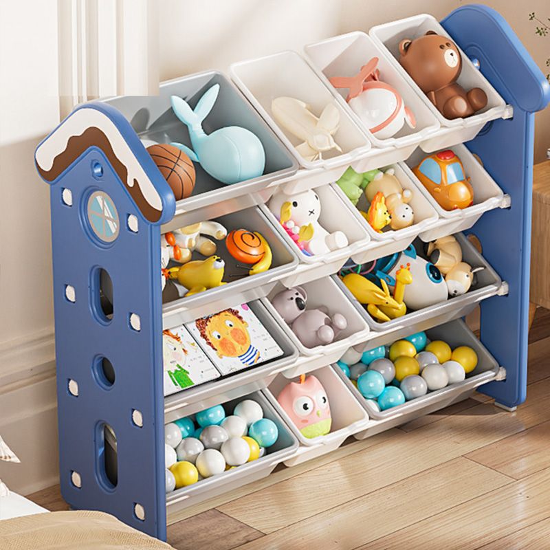 Contemporary Dollhouse Plastic Storage Bookcase Freestanding Closed Back Non-Skid