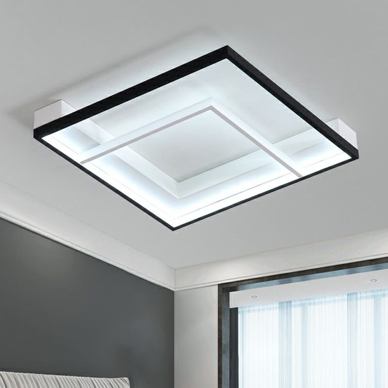 Lampada da soffitto quadrata a LED in alluminio Lampada semplice da incasso in bianco e nero per camera da letto