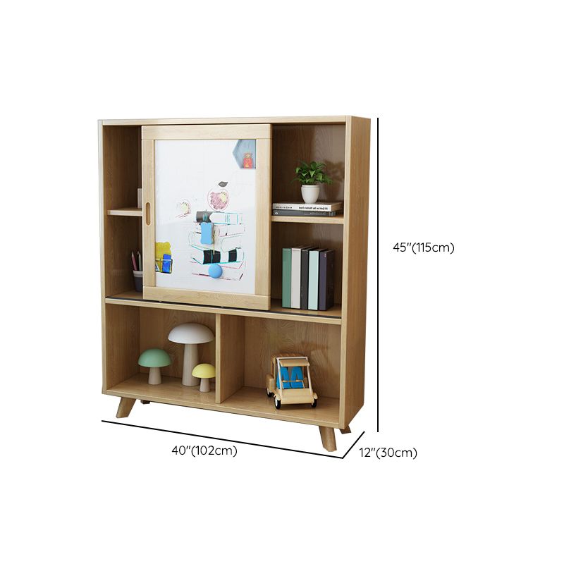 Modern Bookcase Wooden Close Back Bookshelf with Sliding Door